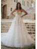 Beaded Ivory Lace Tulle Floral Chic Wedding Dress